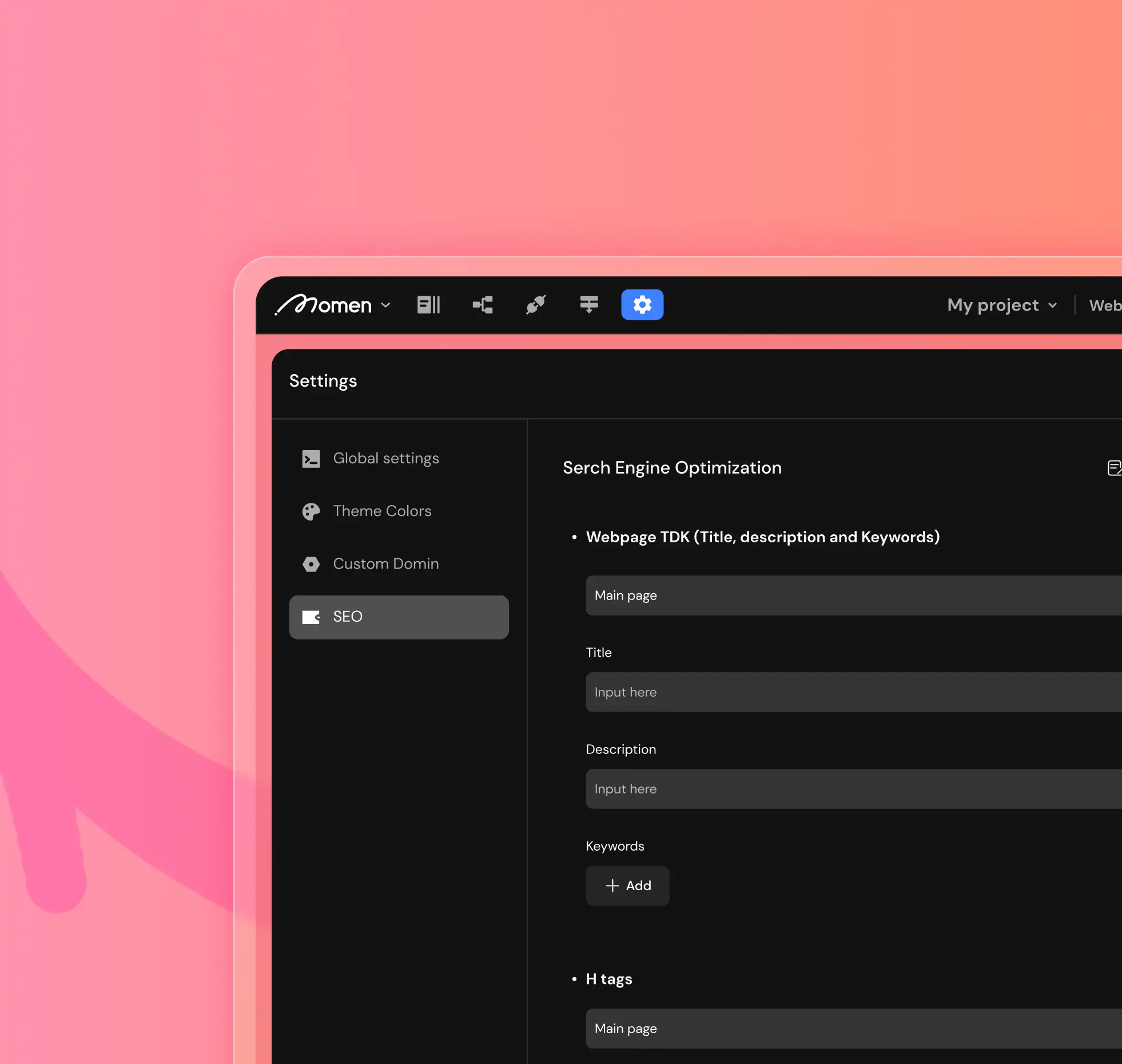Configure your on-page seo with Momen